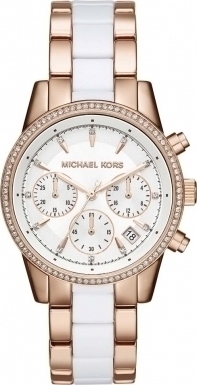 MICHAEL KORS Ritz Crystals Rose Gold Stainless Steel Chronograph MK6324