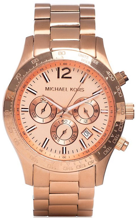 Michael Kors  Men's Large Layton Chronograph Rose Gold Dial Rose Gold Steel Bracelet Watch MK8207