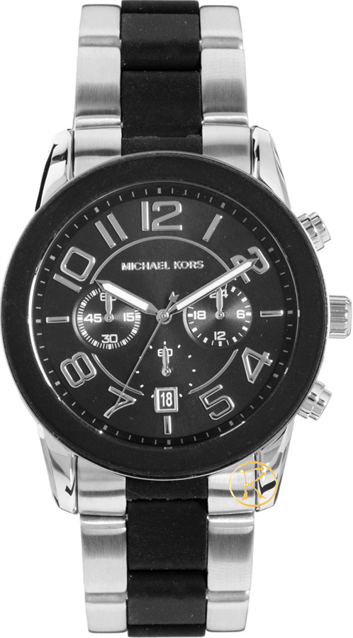 Michael Kors Silver and Black Mercer Watch MK8321