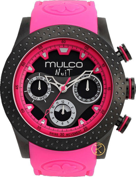 Mulco Men's NUIT MIA Pink Silicon Swiss Movement MW5-1962-058