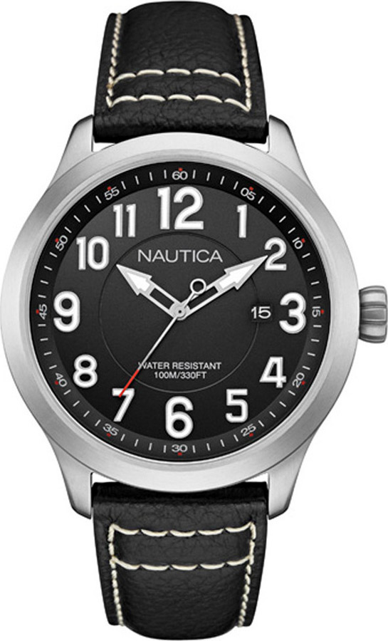 Nautica Black Leather Strap NAI10004G