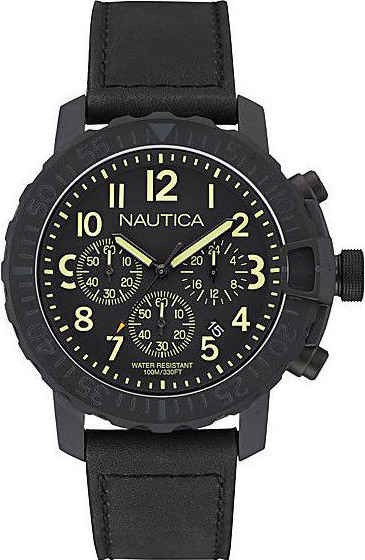 Nautica Black Leather Strap NAI21006G