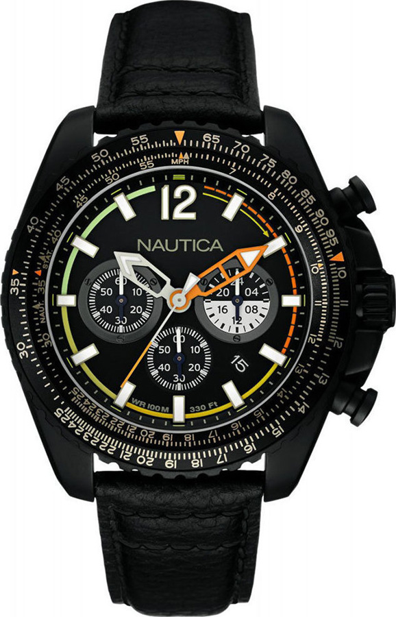 Nautica Black Leather Strap NAI22506G