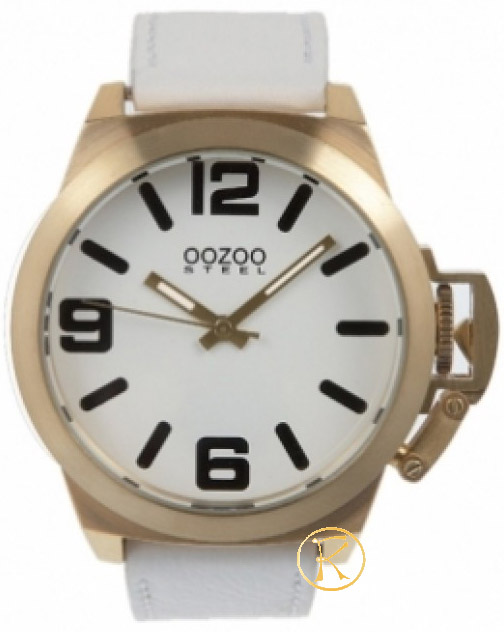 Oozoo STEEL XL White Leather Strap OS108