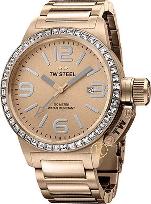 TW STEEL Canteen Crystals Rose Gold Stainless Steel Bracelet TW305