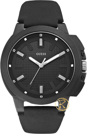 Guess Black Leather Strap W0382G1