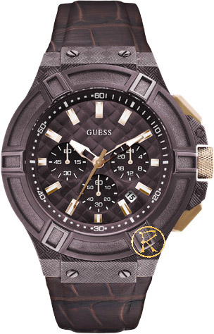 GUESS Brown Leather Strap W0408G2