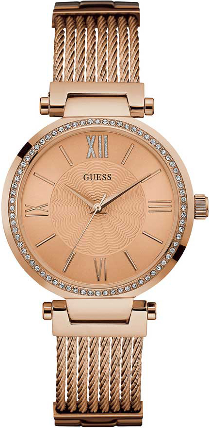 GUESS Crystals Rose Gold Stainless Steel Bracelet W0638L4