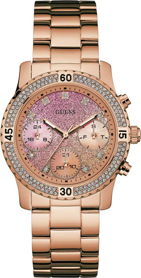 GUESS Crystals Multifunction Rose Gold Stainless Steel Bracelet W0774L3