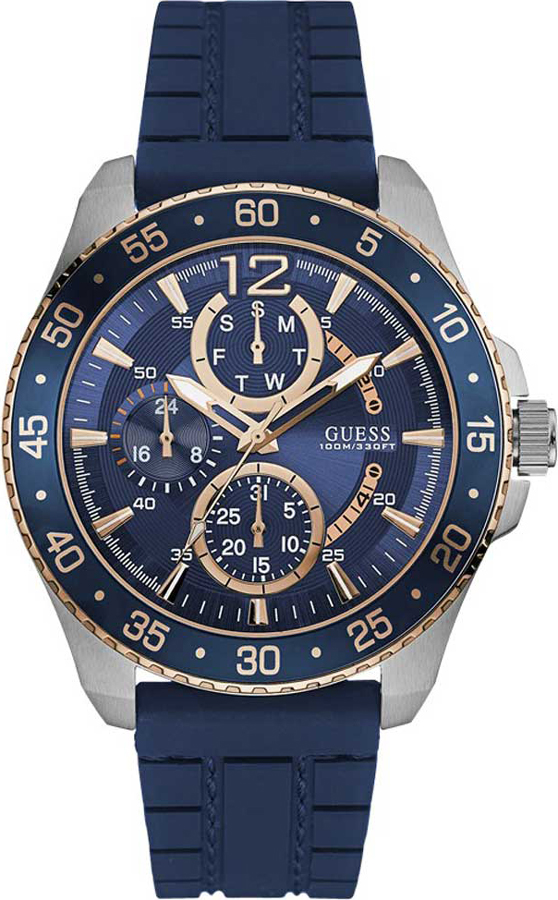 GUESS Multifunction Blue Rubber Strap W0798G2
