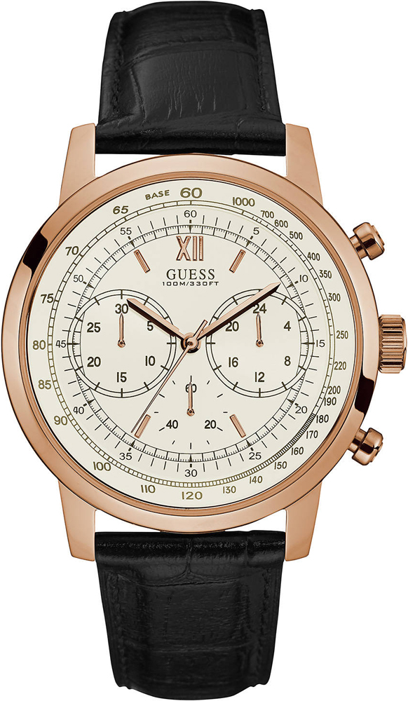 Guess Black Leather Strap W0916G2