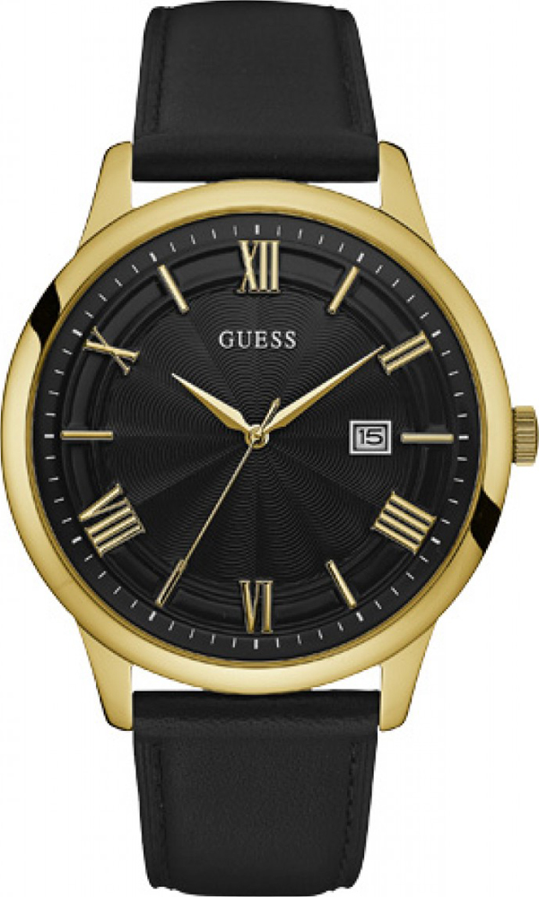 Guess Black Leather Strap W0972G2