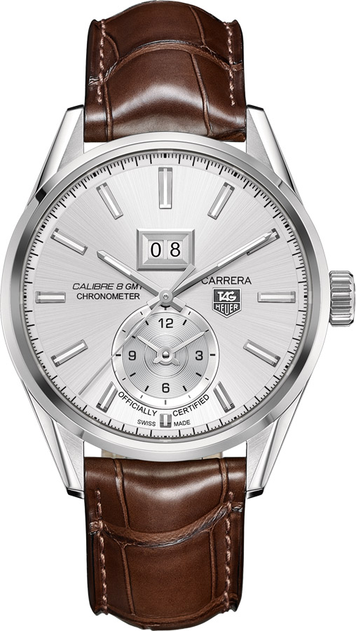 Tag Heuer Carrera Calibre 8 Automatic Silver Dial Brown Leather Mens Watch WAR5011.FC6291