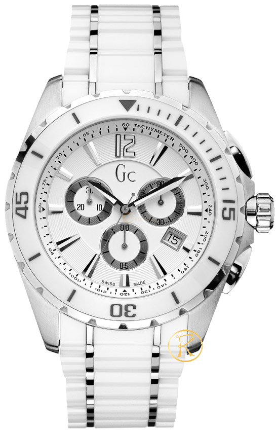 GUESS Collection Chronograph White Ceramic and Steel Bracelet X76001G1S