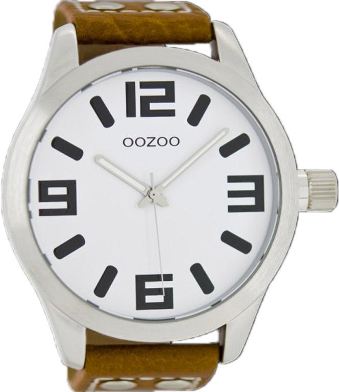 OOZOO Large Τimepieces Brown Leather Strap C1001