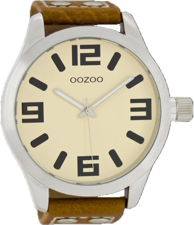 OOZOO Large Τimepieces Brown Leather Strap C1002