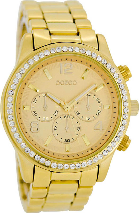 Oozoo Timepieces Gold Crystals Metal Bracelet C5398