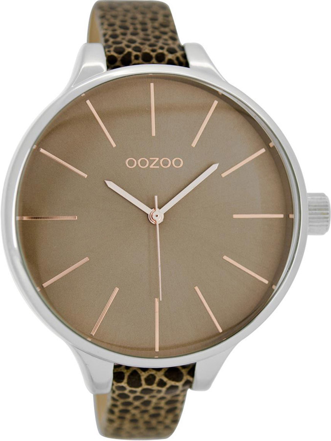 Oozoo XL Timepieces Slim Animal Print Leather Strap C6848