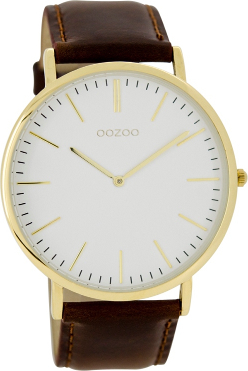 OOZOO Timepieces Vintage Gold Brown Leather Strap C6915