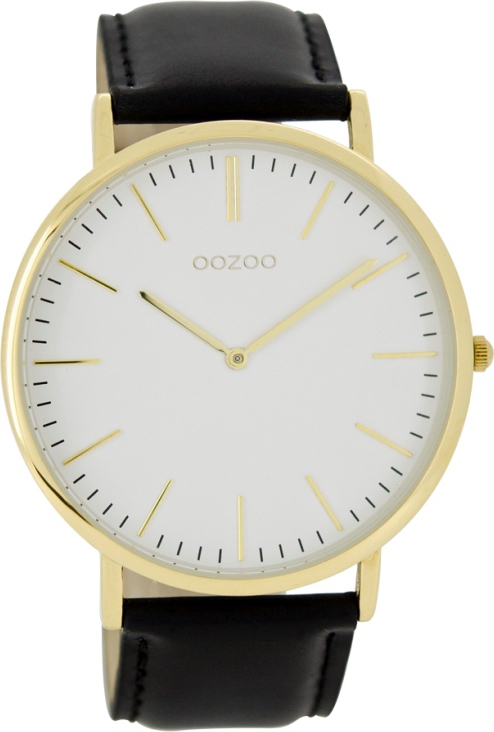 OOZOO Timepieces Vintage Gold Black Leather Strap C6916