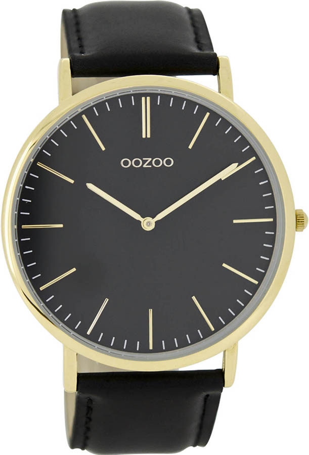 OOZOO Timepieces Vintage Gold Black Leather Strap C6921