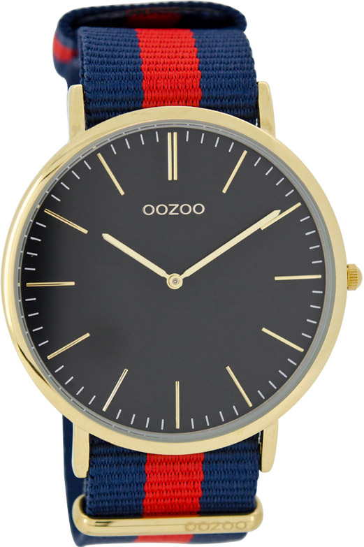 OOZOO Timepieces Vintage Gold Two Tone Fabric Strap C6922