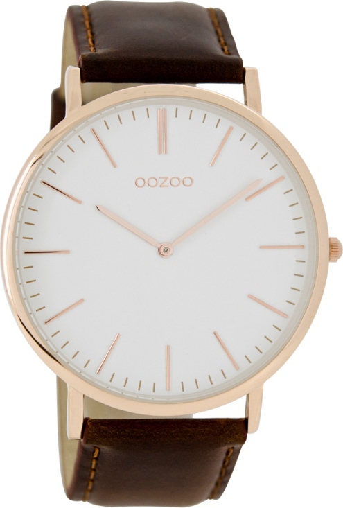 OOZOO Timepieces Vintage Rose Gold Brown Leather Strap C6925
