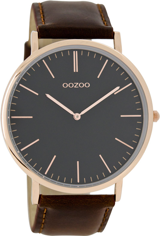 OOZOO Timepieces Vintage Rose Gold Brown Leather Strap C6930