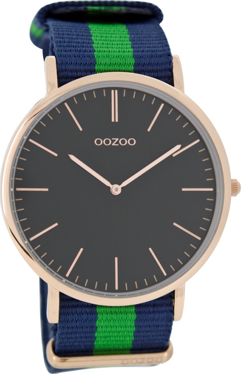 OOZOO Timepieces Vintage Rose Gold Two Tone Fabric Strap C6933