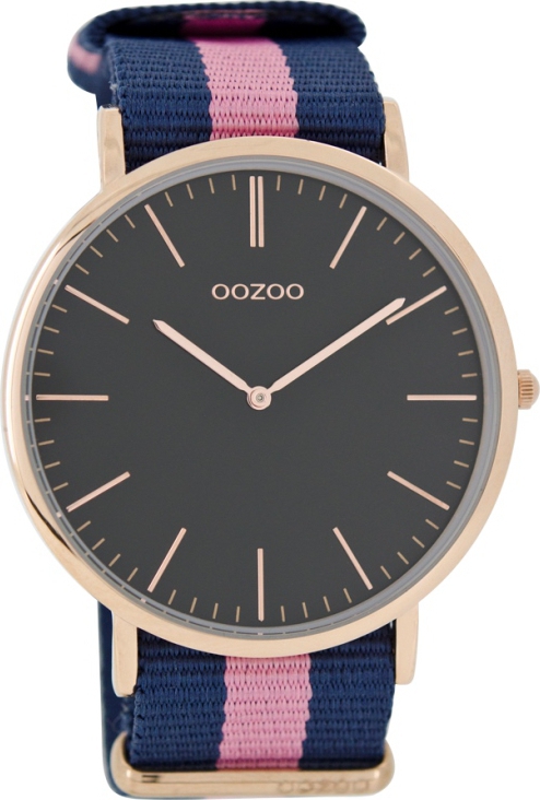 OOZOO Timepieces Vintage Rose Gold Two Tone Fabric Strap C6934