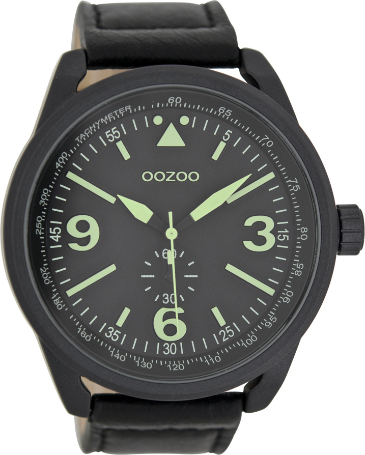OOZOO Timepieces XXL Black Leather Strap C7069