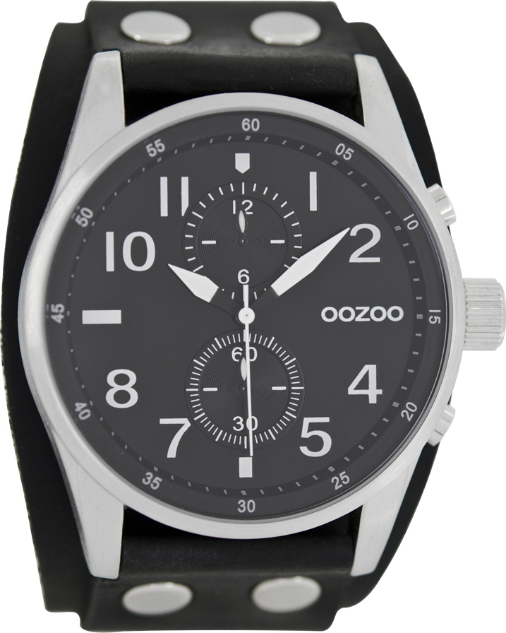 OOZOO Timepieces XXL Black Leather Strap C7104