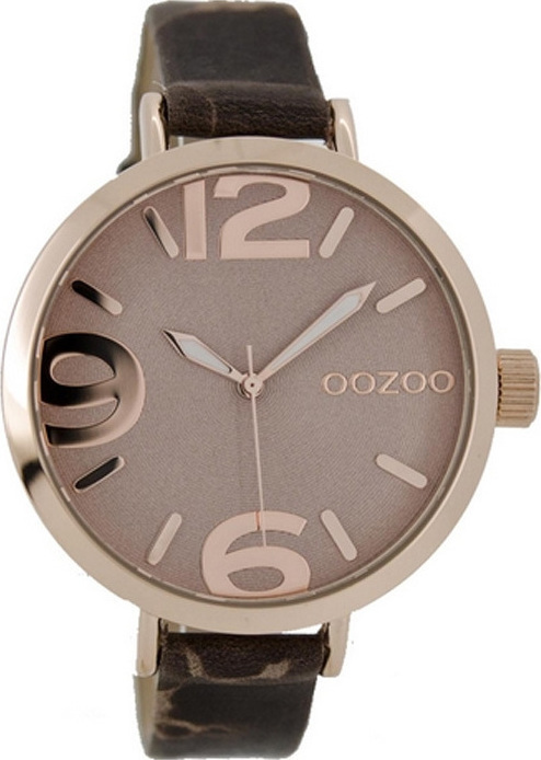 OOZOO Timepieces Rose Gold Brown Leather Strap C7153