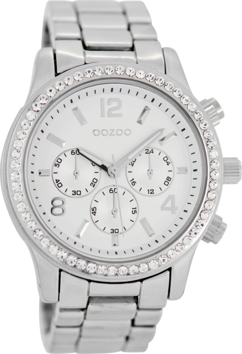 OOZOO Timepieces Crystals Silver Metal Bracelet C7235