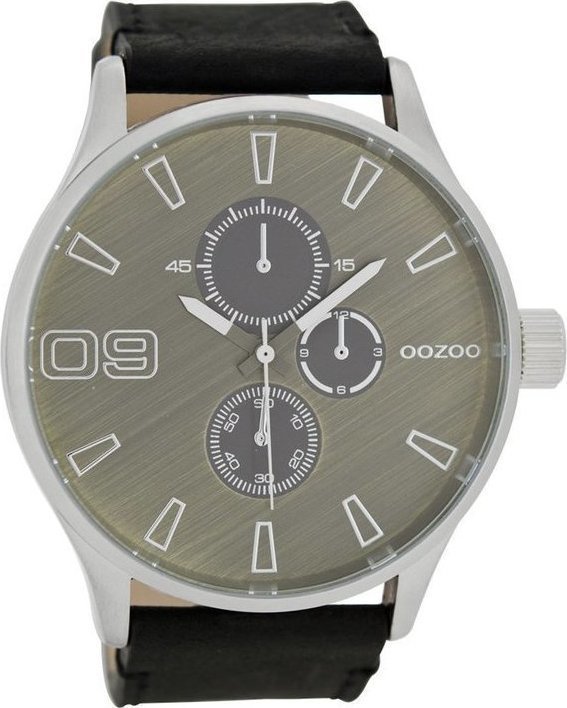 OOZOO XXL Timepieces Black Leather Strap C7248
