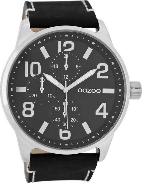 Oozoo Timepieces XXL Black Leather Strap C7253