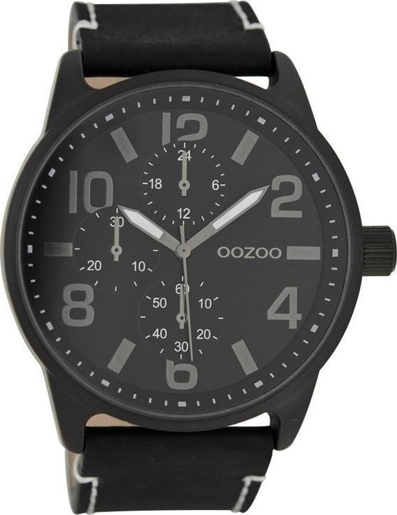 OOZOO Timepieces XXL Black Leather Strap C7254