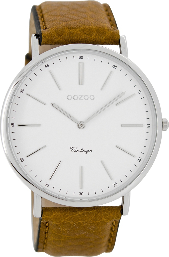 Oozoo Timepieces Vintage Ultra Slim Brown Leather Strap C7306