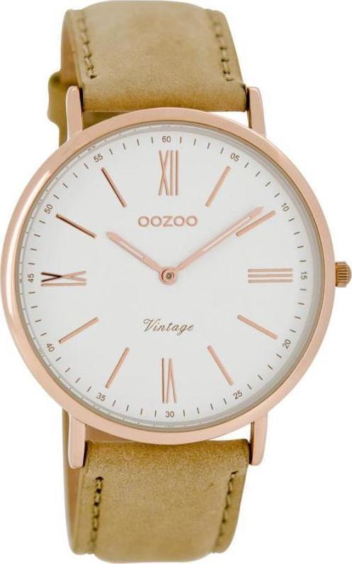 OOZOO Timepieces Vintage Rose Gold Brown Leather Strap C7350
