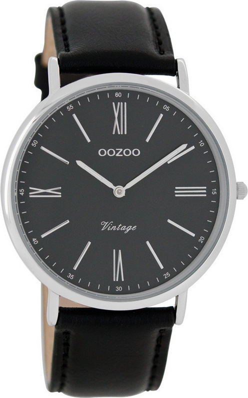 OOZOO Timepieces Vintage Black Leather Strap C7359