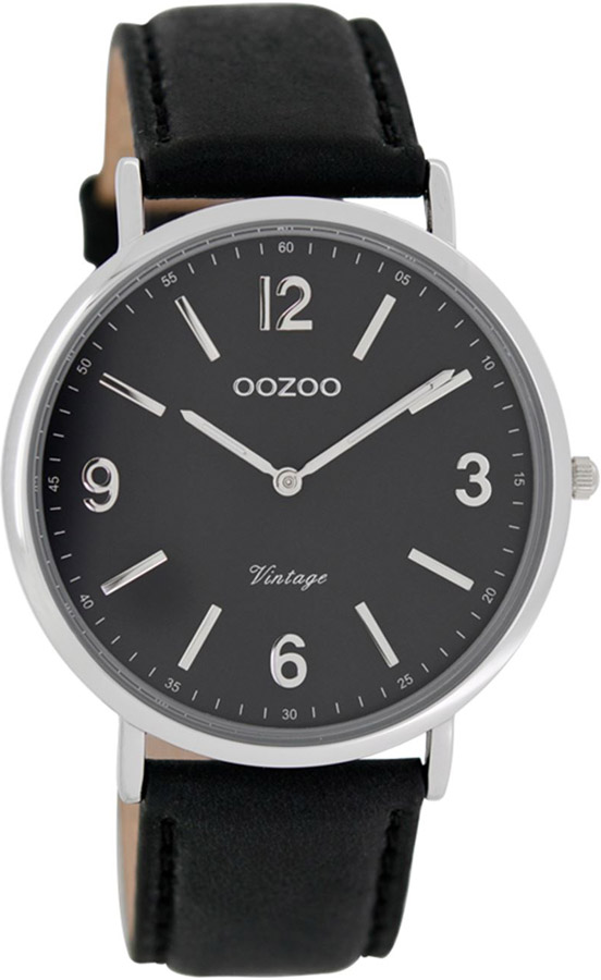 OOZOO Timepieces Vintage Black Leather Strap C7369