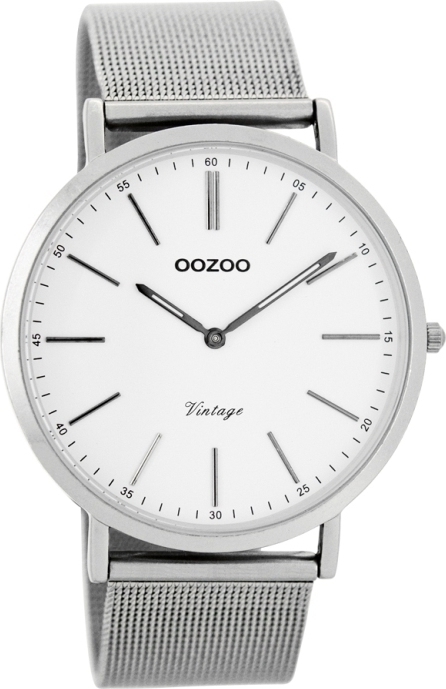 OOZOO Timepieces Vintage Silver Metal Strap C7392