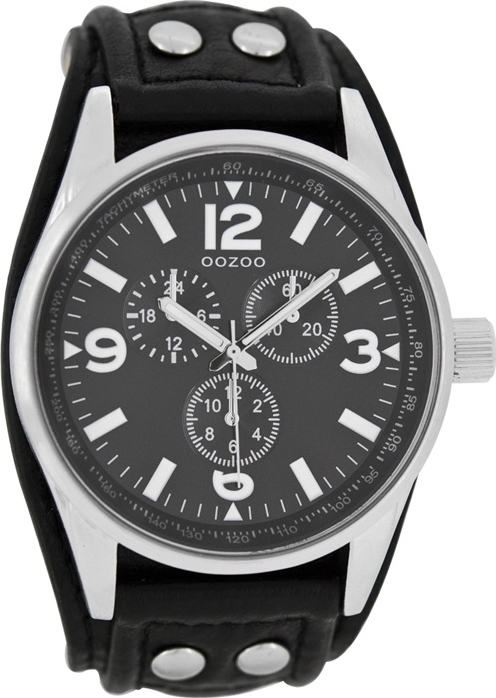 OOZOO Timepieces Large Black Leather Strap c7459