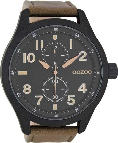 OOZOO Timepieces XXL Brown Leather Strap C7502