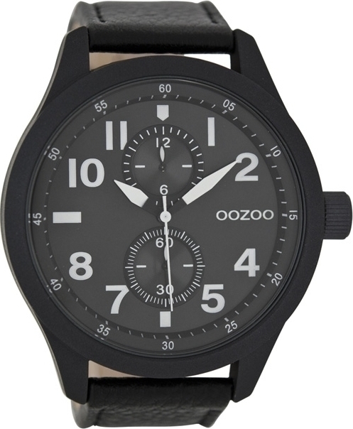 OOZOO Timepieces XXL Black Leather Strap C7503