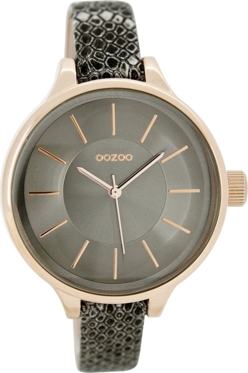 OOZOO Timepieces Rose Gold Grey Leather Strap C7549