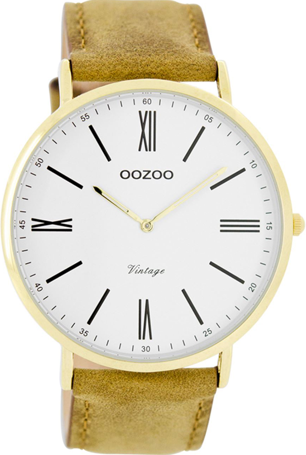 OOZOO Timepieces Vintage Gold Brown Leather Strap C7700