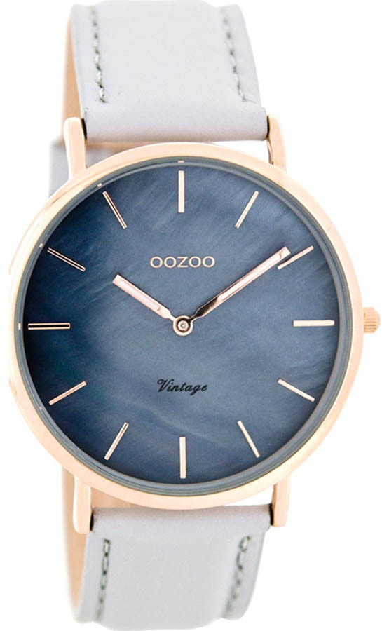 OOZOO Timepieces Vintage Rose Gold Grey Leather Strap C7766