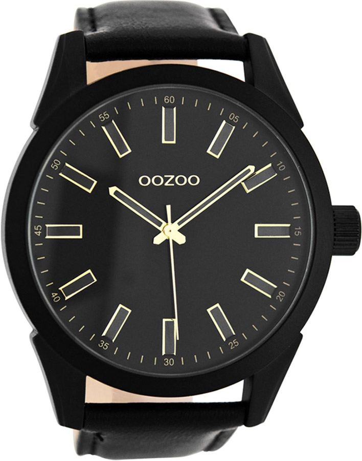 Oozoo Timepieces XXL Black Leather Strap C7814