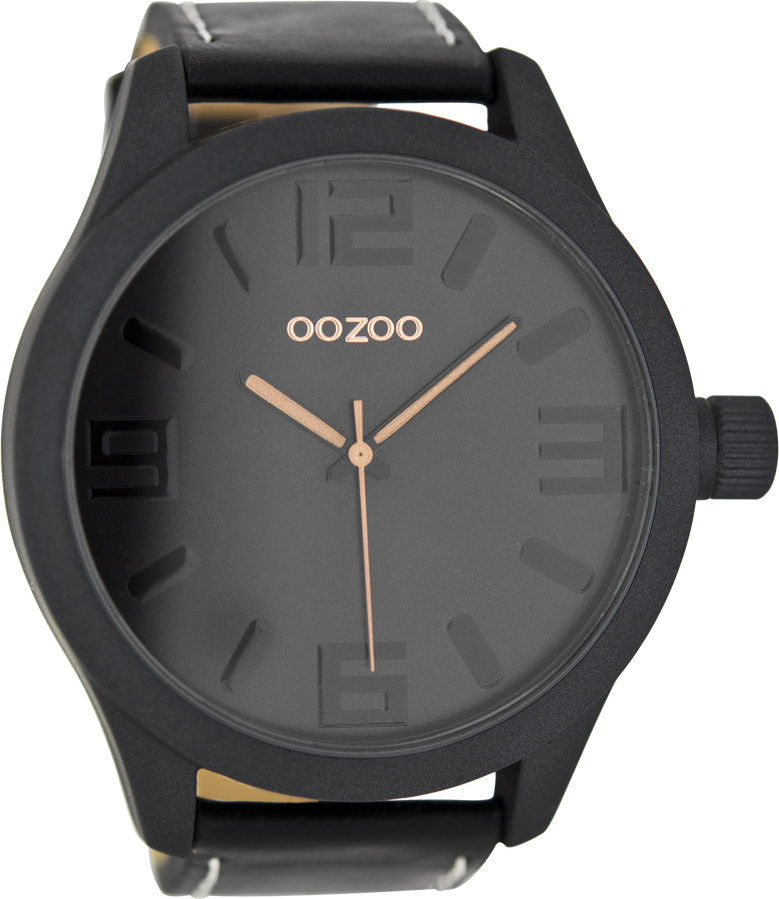 OOZOO Timepieces XXL Black Leather Strap C7883